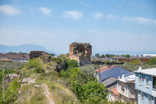 Fototapeta Naklejka Na Ścianę i Meble -  Iznik Castle gate, walls and water channel in Türkiye 2025 