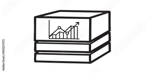 Storage disk drives with chart thin line icon, data hoarding concept. Vector graphics. Array resource consumption graph sign on white background, style icon mobile or web design
