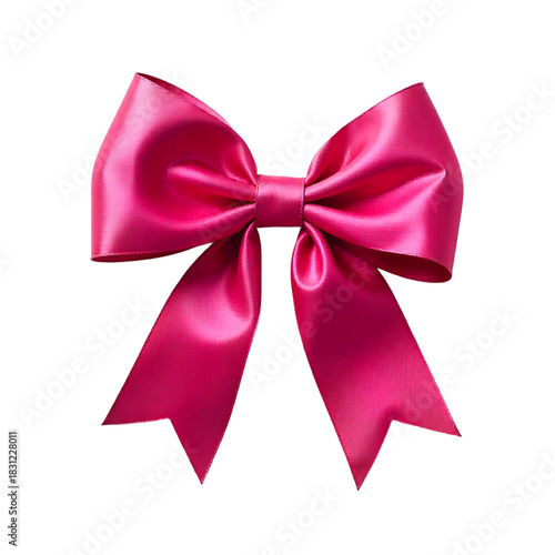Isolated festive satin ribbon bows in pink for gift, decoration, and celebration design