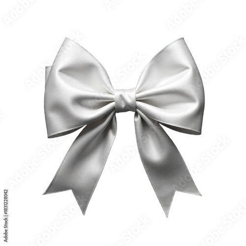 A shiny white satin ribbon bow for a gift decoration 