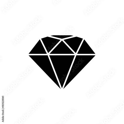 Black diamond icon design on a minimalist background  
