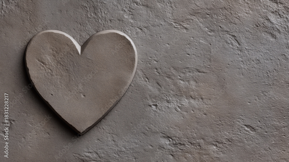 Obraz premium Heart Shape Carved from Rough Texture in a Flat Lay Still Life
