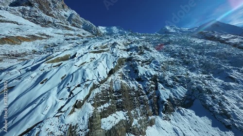 Extreme FPV drone flight up a massive, crevassed glacer.