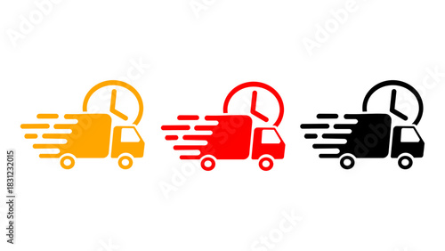 Delivery Truck Icon Vector – Fast Shipping Van, Courier Transport, Cargo Logistics Illustration