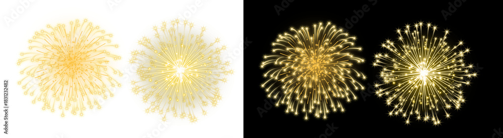 Fototapeta premium PNG image of&nbsp;Golden fireworks display illuminates the night sky perfect for celebrations new year's eve festive events and patriotic holidays creating a magical atmosphere on transparent background