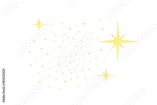 Dust sparks and golden stars glow with a special light, while the vector sparkles on a transparent background— royalty‑free vector illustration in