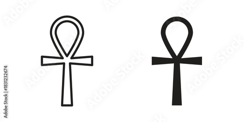 Ankh icon. vector symbol logo illustration line editable stroke flat design style isolated on white