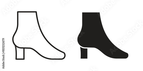 Ankle boots icon. vector symbol logo illustration line editable stroke flat design style isolated on white