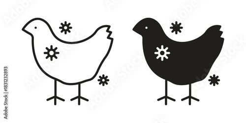 Avian Influenza icon. vector symbol logo illustration line editable stroke flat design style isolated on white