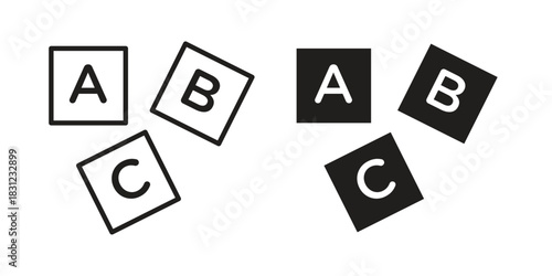 Baby ABC cubes icon. vector symbol logo illustration line editable stroke flat design style isolated on white
