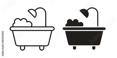 Bathtube icon. vector symbol logo illustration line editable stroke flat design style isolated on white