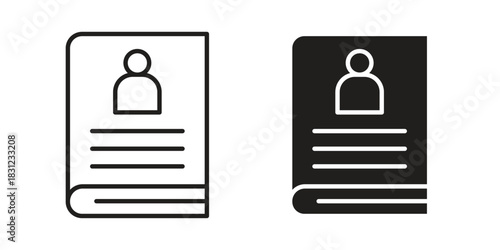 Biography icon. vector symbol logo illustration line editable stroke flat design style isolated on white