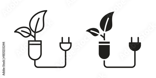 Biomass energy icon. vector symbol logo illustration line editable stroke flat design style isolated on white