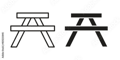 Camp table icon. vector symbol logo illustration line editable stroke flat design style isolated on white