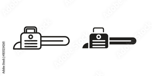 Chainsaw icon. vector symbol logo illustration line editable stroke flat design style isolated on white