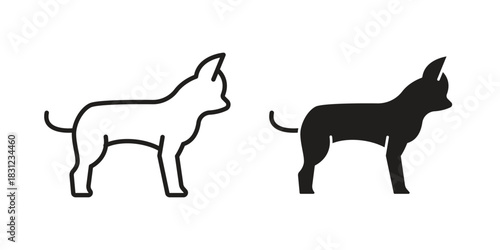Chihuahua dog icon. vector symbol logo illustration line editable stroke flat design style isolated on white