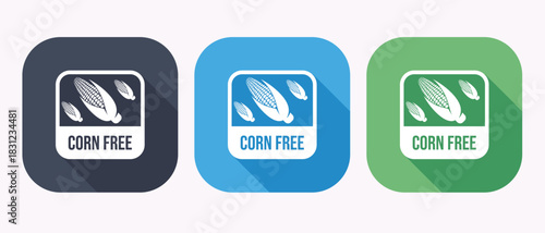 Corn free rounded square icons food allergy intolerance diet health and safety
