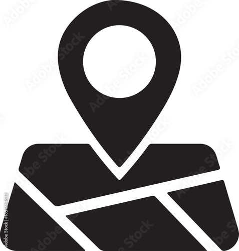 The black map marker icon visually indicates navigation over a transparent background