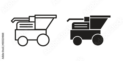 Combine harvester icon. vector symbol logo illustration line editable stroke flat design style isolated on white