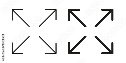 Expand arrows icon. vector symbol logo illustration line editable stroke flat design style isolated on white