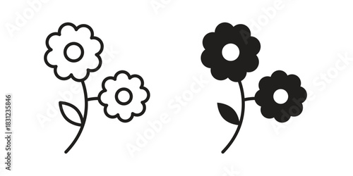 Flowers icon. vector symbol logo illustration line editable stroke flat design style isolated on white