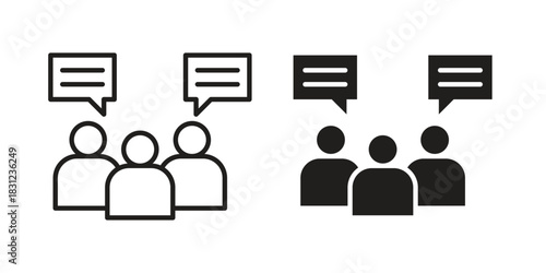 Group discussion icon. vector symbol logo illustration line editable stroke flat design style isolated on white