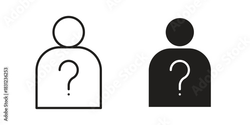 Guess who icon. vector symbol logo illustration line editable stroke flat design style isolated on white