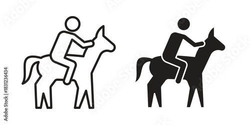 Horse riding icon. vector symbol logo illustration line editable stroke flat design style isolated on white