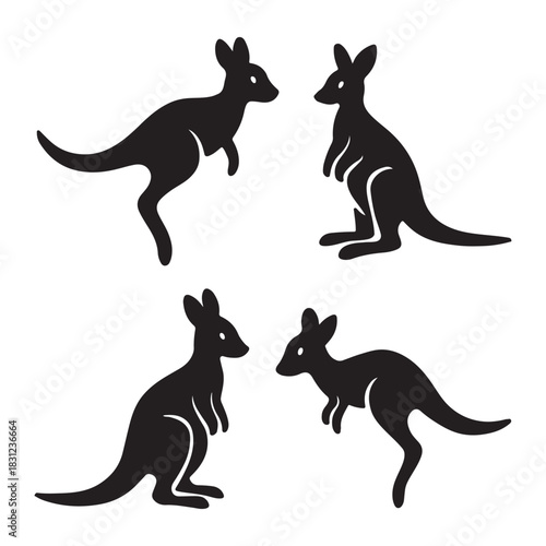 a set of kangaroo vector silhouette