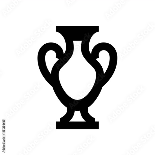 minimalist icon of a ancient Greek amphora vase with symmetrical handles simplified silhouette with thick black outlines white background ideal for transparent 