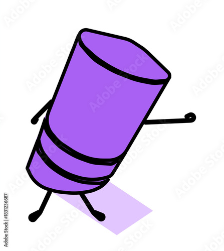 Cute purple eraser character with fun walking pose. Ideal for school themes, stationery icons, educational graphics, and playful creative illustrations
