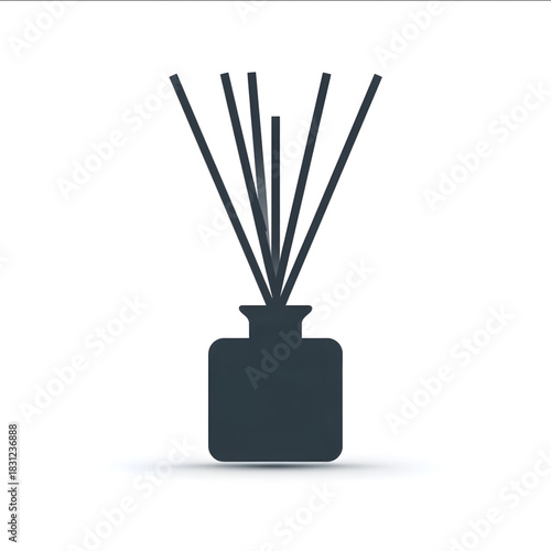 minimalist icon of a square reed diffuser Think of an icon that would go on a product package White background flat image.