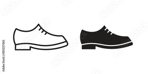 Leather shoes icon. vector symbol logo illustration line editable stroke flat design style isolated on white