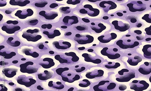 Leopard print with purple hues, creating a visually striking pattern. The unique color scheme gives a modern twist to the classic design.