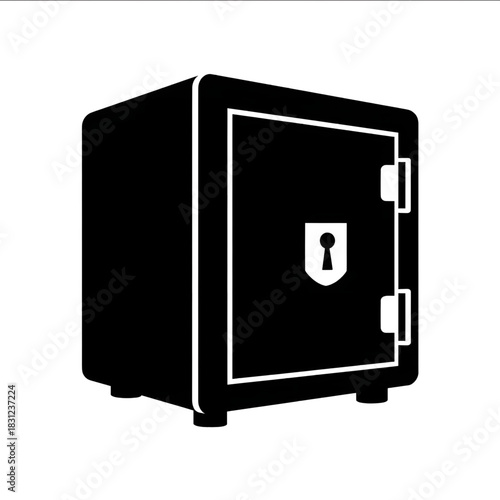 safe stongbox icon silhouette black and white.