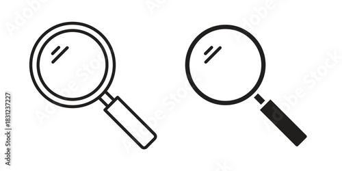 Magnifying glass icon. vector symbol logo illustration line editable stroke flat design style isolated on white