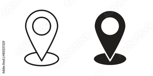 Map pointer icon. vector symbol logo illustration line editable stroke flat design style isolated on white