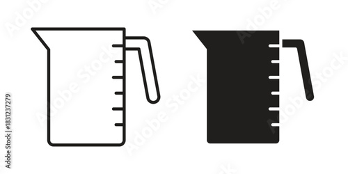 Measuring cup icon. vector symbol logo illustration line editable stroke flat design style isolated on white