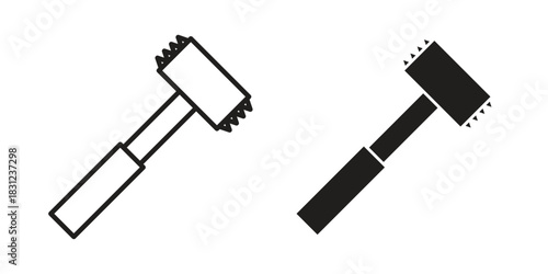 Meat tenderizer icon. vector symbol logo illustration line editable stroke flat design style isolated on white