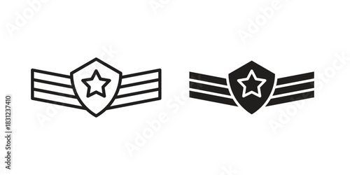 Militar Insignia icon. vector symbol logo illustration line editable stroke flat design style isolated on white