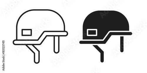 Military Helmet icon. vector symbol logo illustration line editable stroke flat design style isolated on white