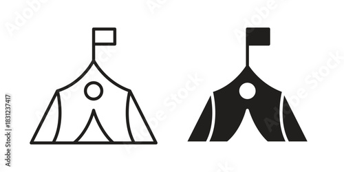 Military tent icon. vector symbol logo illustration line editable stroke flat design style isolated on white