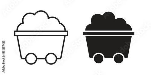 Mine wagon icon. vector symbol logo illustration line editable stroke flat design style isolated on white