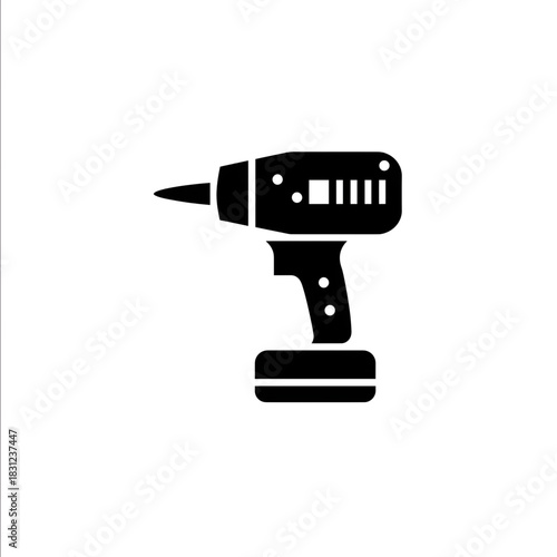 an icon of a drill black with white background.