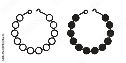 Pearl necklace icon. vector symbol logo illustration line editable stroke flat design style isolated on white