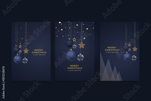 merry Christmas Cards with Gold Decorations merry christmas greeting card template design