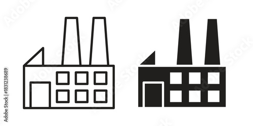 Power plant icon. vector symbol logo illustration line editable stroke flat design style isolated on white