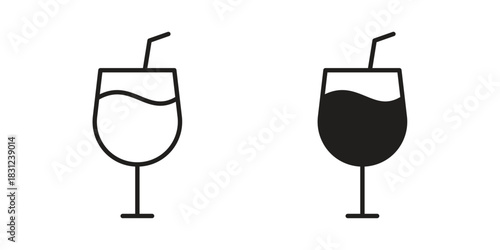 Refreshing cold drink icon. vector symbol logo illustration line editable stroke flat design style isolated on white