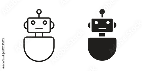 Robot assistant icon. vector symbol logo illustration line editable stroke flat design style isolated on white