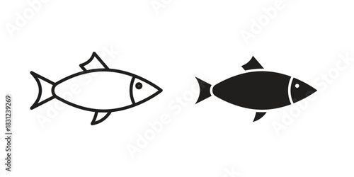 Sardine icon. vector symbol logo illustration line editable stroke flat design style isolated on white
